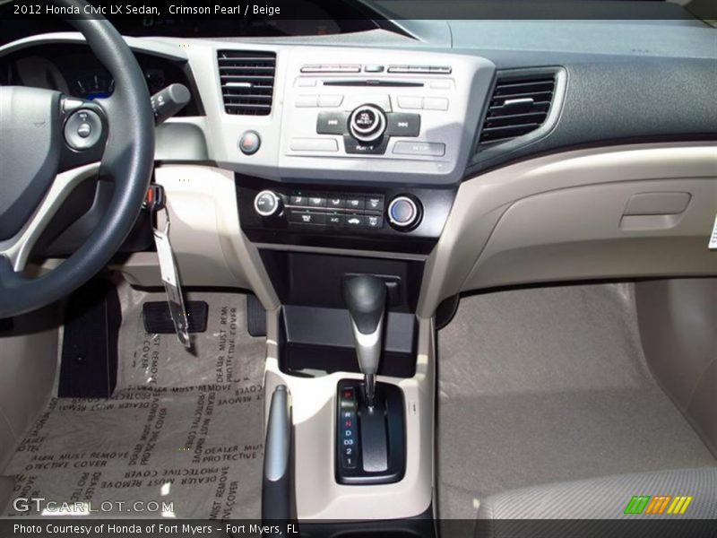 Crimson Pearl / Beige 2012 Honda Civic LX Sedan