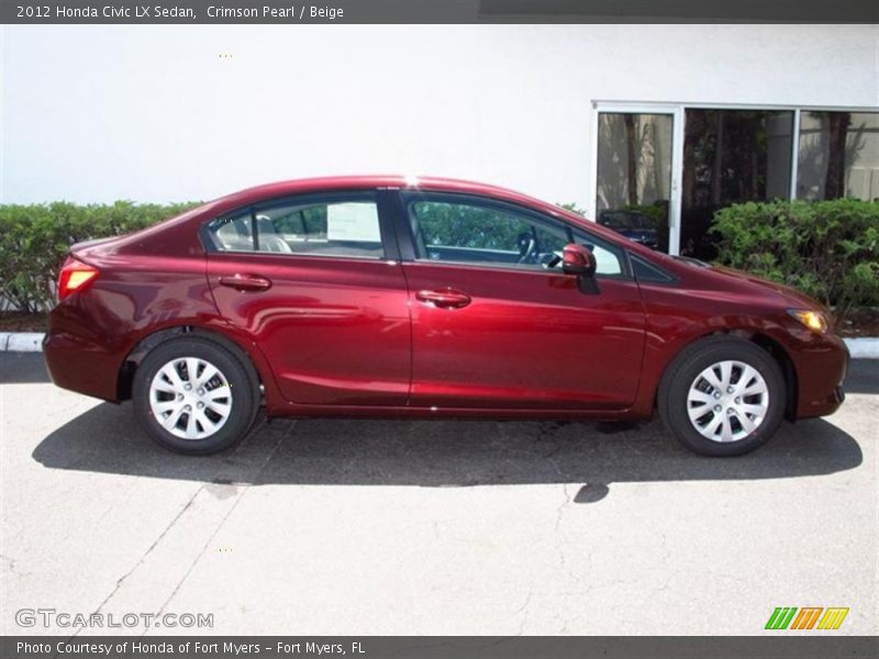 Crimson Pearl / Beige 2012 Honda Civic LX Sedan