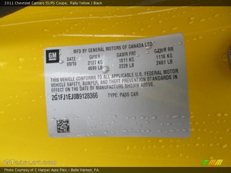 Rally Yellow / Black 2011 Chevrolet Camaro SS/RS Coupe