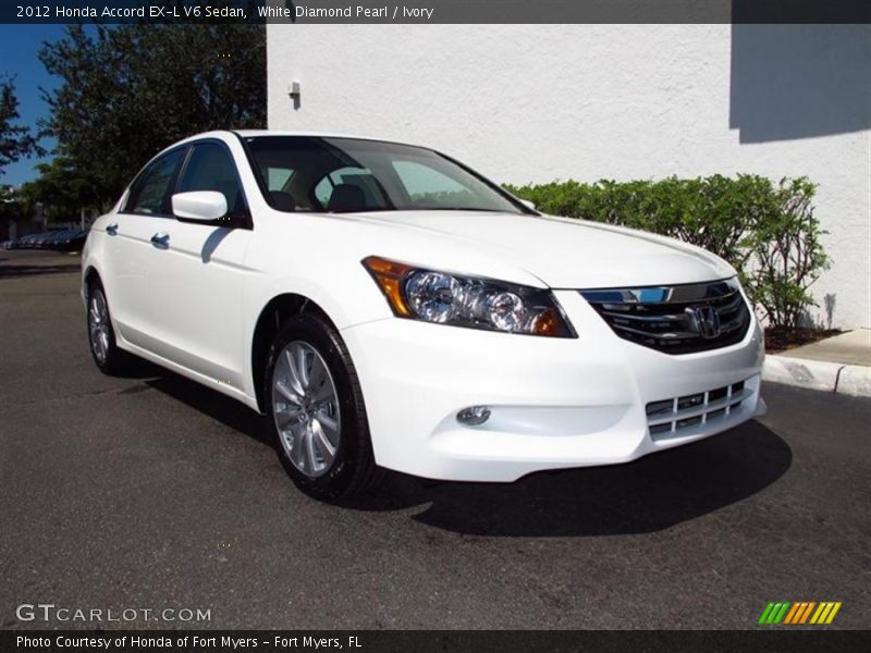 White Diamond Pearl / Ivory 2012 Honda Accord EX-L V6 Sedan