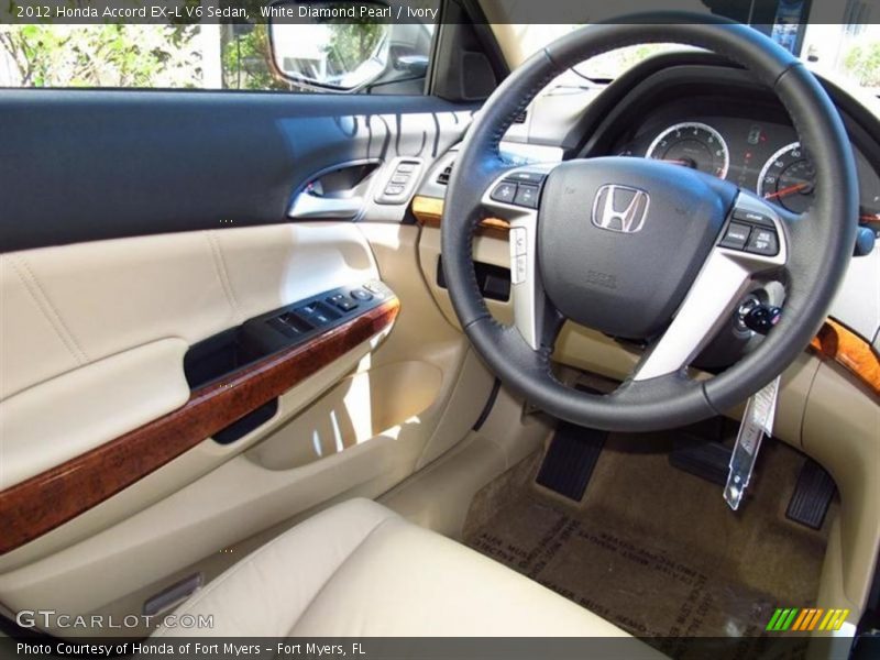 White Diamond Pearl / Ivory 2012 Honda Accord EX-L V6 Sedan