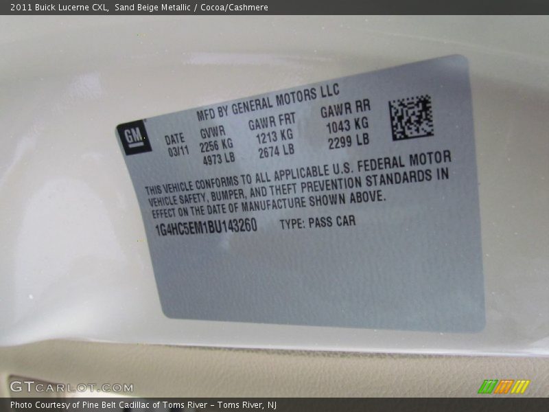 Sand Beige Metallic / Cocoa/Cashmere 2011 Buick Lucerne CXL