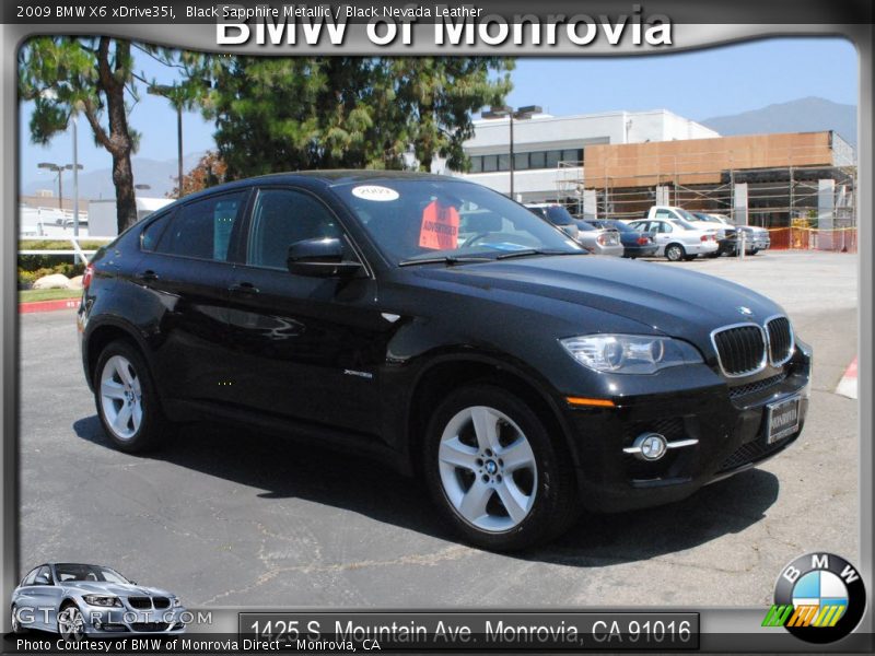 Black Sapphire Metallic / Black Nevada Leather 2009 BMW X6 xDrive35i