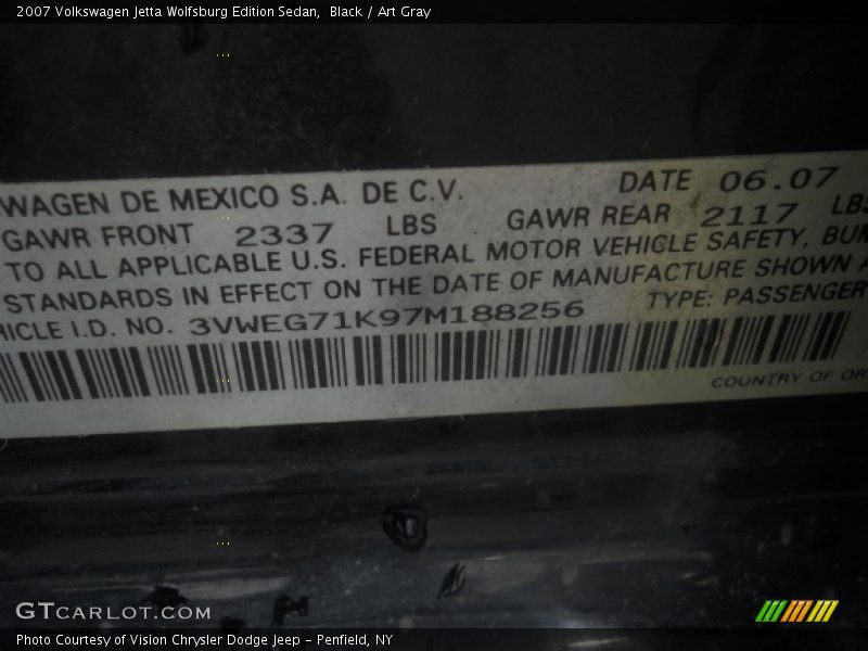 Black / Art Gray 2007 Volkswagen Jetta Wolfsburg Edition Sedan
