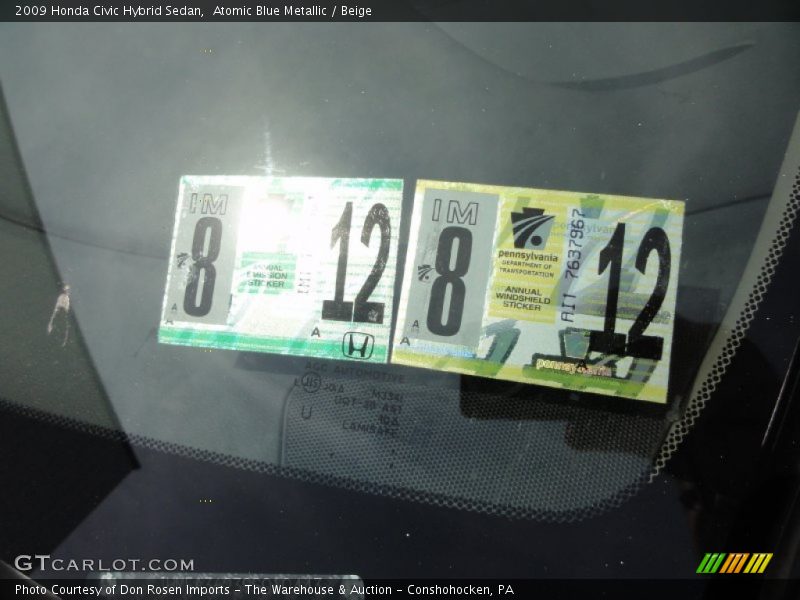 Atomic Blue Metallic / Beige 2009 Honda Civic Hybrid Sedan