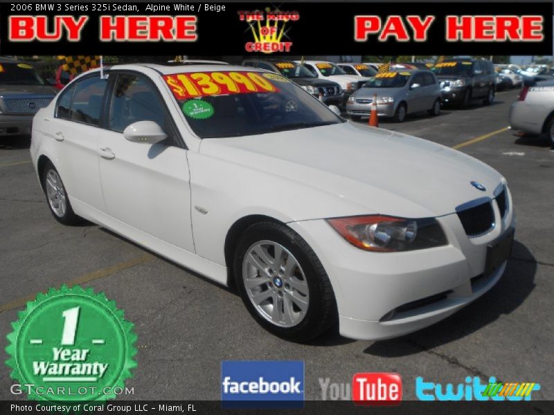 Alpine White / Beige 2006 BMW 3 Series 325i Sedan