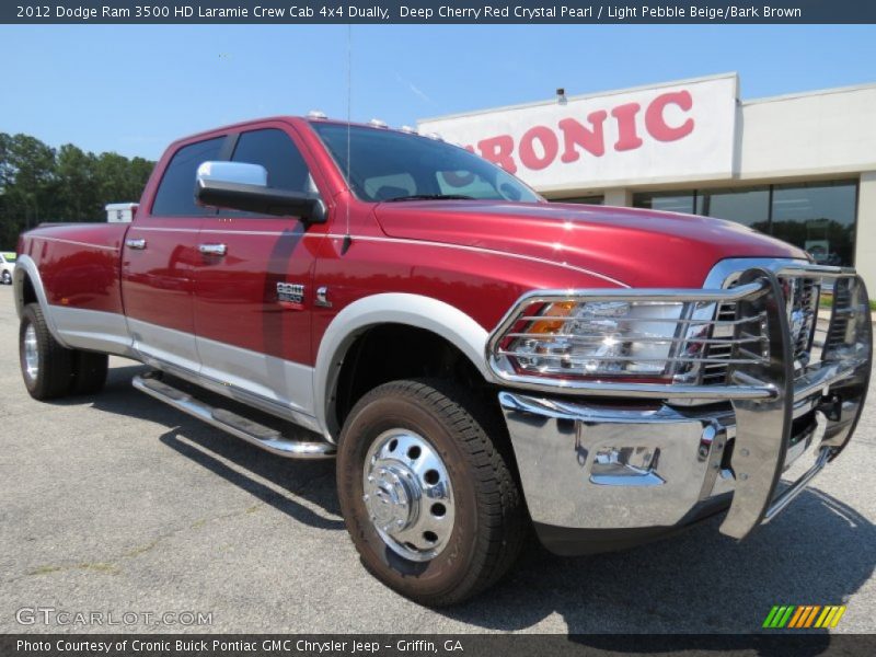 Deep Cherry Red Crystal Pearl / Light Pebble Beige/Bark Brown 2012 Dodge Ram 3500 HD Laramie Crew Cab 4x4 Dually