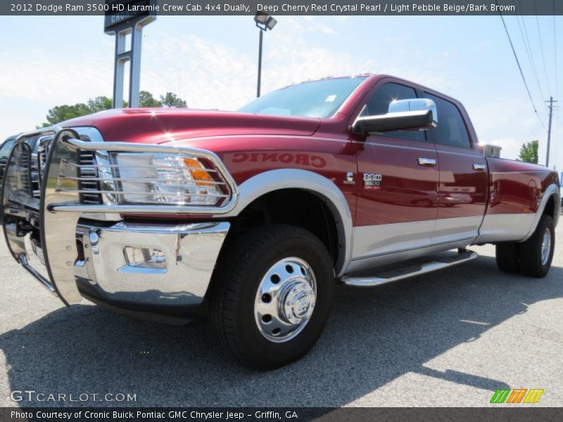Deep Cherry Red Crystal Pearl / Light Pebble Beige/Bark Brown 2012 Dodge Ram 3500 HD Laramie Crew Cab 4x4 Dually