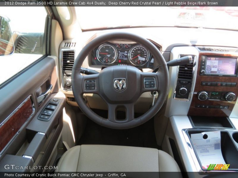 Deep Cherry Red Crystal Pearl / Light Pebble Beige/Bark Brown 2012 Dodge Ram 3500 HD Laramie Crew Cab 4x4 Dually
