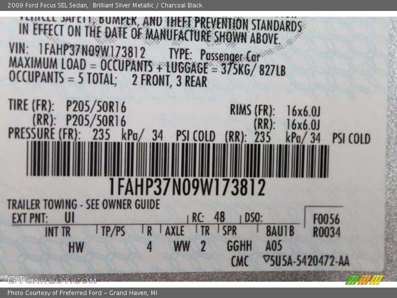 Brilliant Silver Metallic / Charcoal Black 2009 Ford Focus SEL Sedan