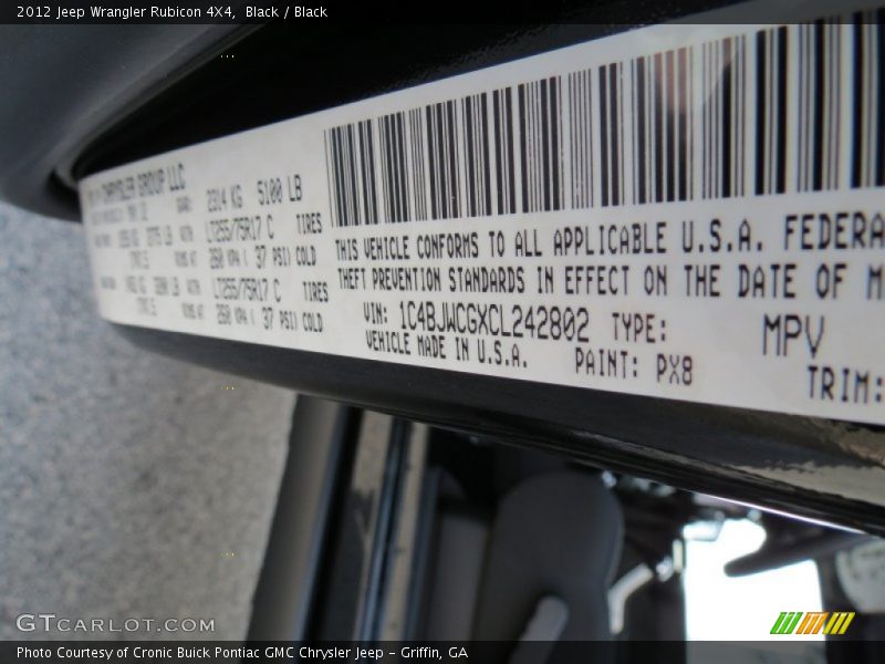 Black / Black 2012 Jeep Wrangler Rubicon 4X4