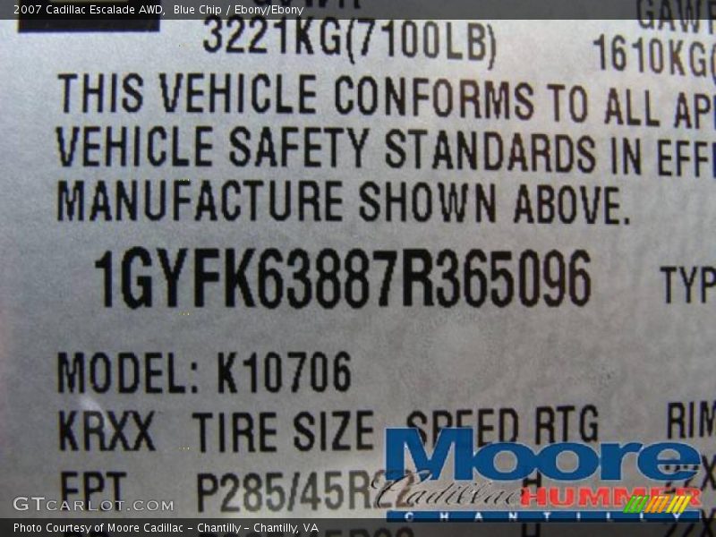 Blue Chip / Ebony/Ebony 2007 Cadillac Escalade AWD
