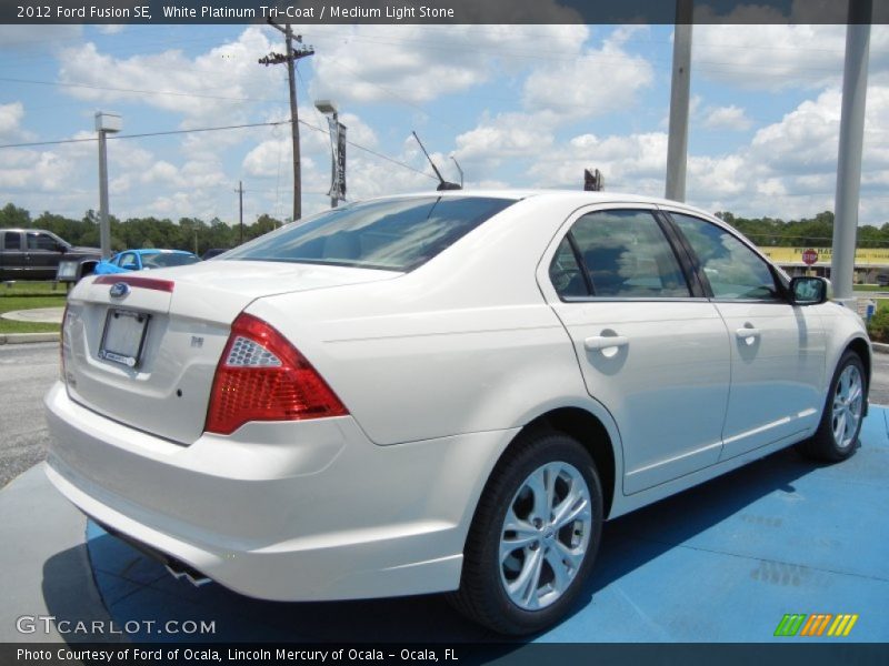 White Platinum Tri-Coat / Medium Light Stone 2012 Ford Fusion SE