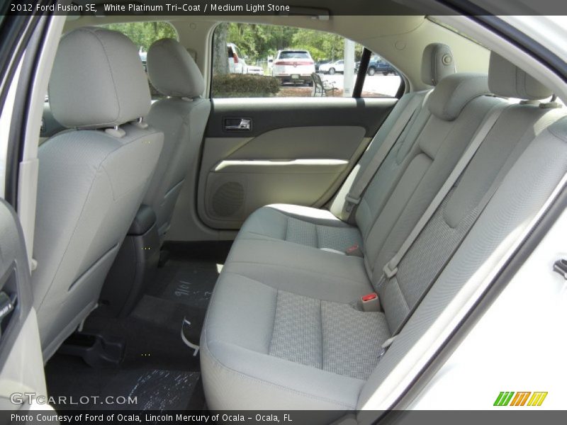 White Platinum Tri-Coat / Medium Light Stone 2012 Ford Fusion SE