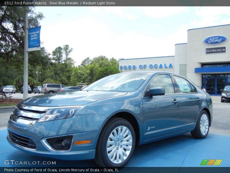 Steel Blue Metallic / Medium Light Stone 2012 Ford Fusion Hybrid