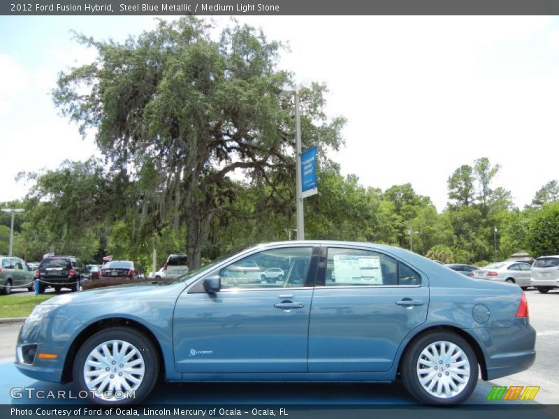 Steel Blue Metallic / Medium Light Stone 2012 Ford Fusion Hybrid