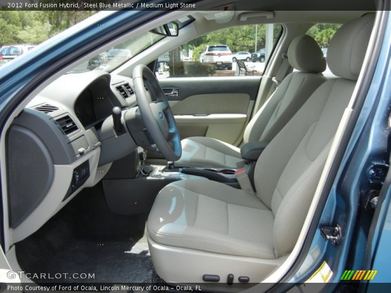 Steel Blue Metallic / Medium Light Stone 2012 Ford Fusion Hybrid