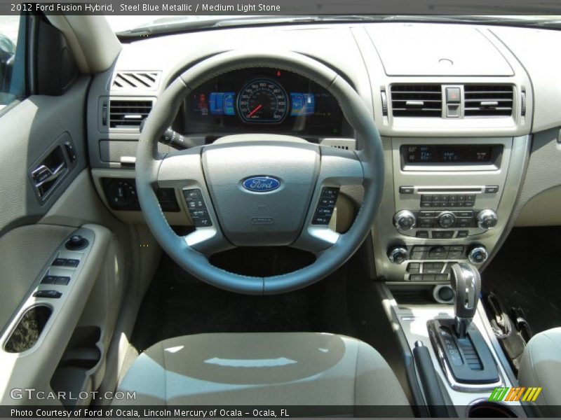 Steel Blue Metallic / Medium Light Stone 2012 Ford Fusion Hybrid
