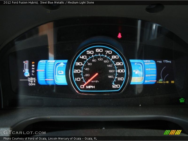 Steel Blue Metallic / Medium Light Stone 2012 Ford Fusion Hybrid