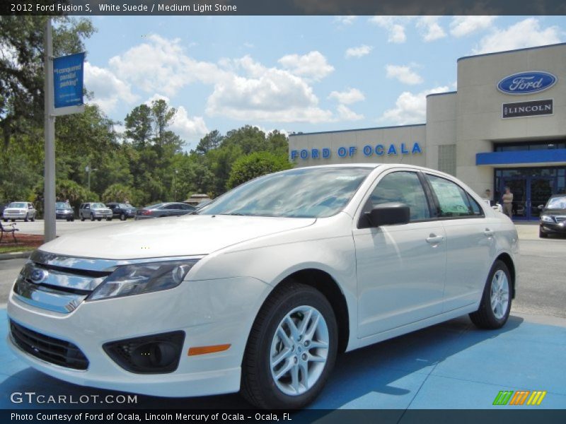White Suede / Medium Light Stone 2012 Ford Fusion S