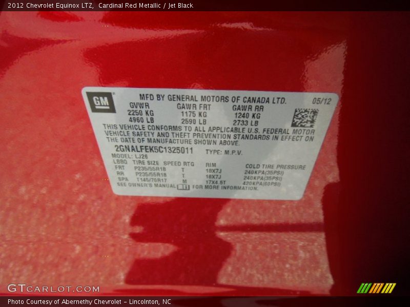 Cardinal Red Metallic / Jet Black 2012 Chevrolet Equinox LTZ