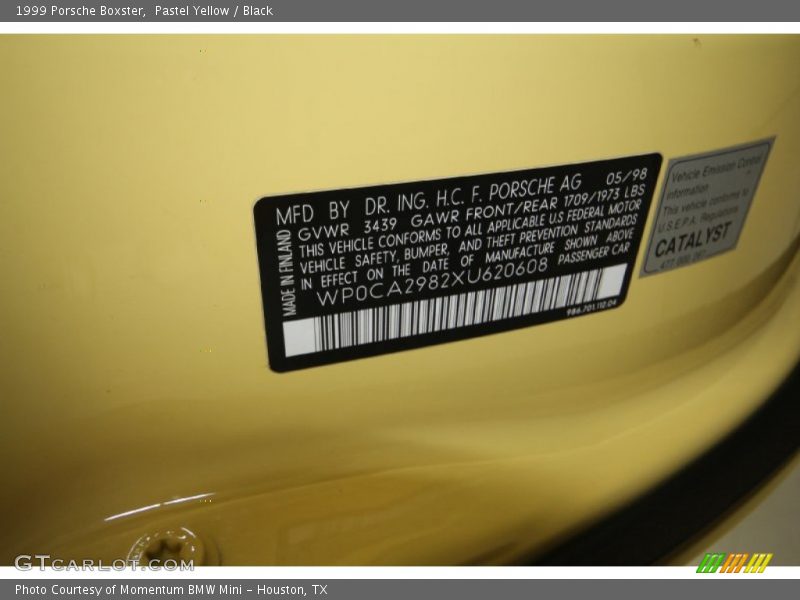 Pastel Yellow / Black 1999 Porsche Boxster