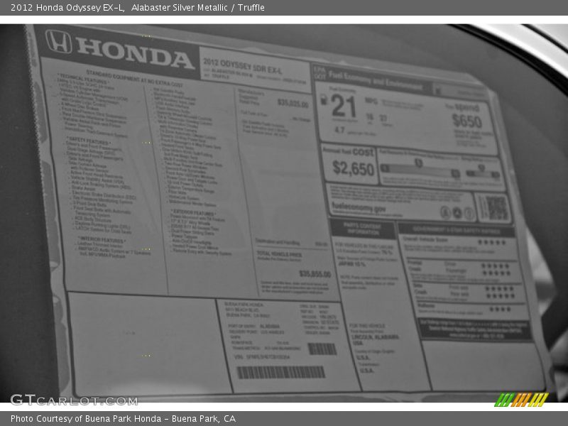 Alabaster Silver Metallic / Truffle 2012 Honda Odyssey EX-L