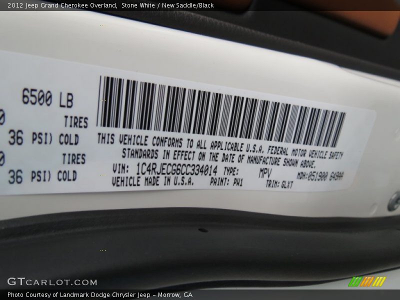 Stone White / New Saddle/Black 2012 Jeep Grand Cherokee Overland