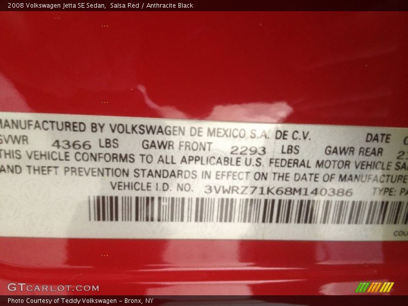 Salsa Red / Anthracite Black 2008 Volkswagen Jetta SE Sedan
