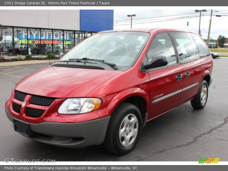 Inferno Red Tinted Pearlcoat / Taupe 2001 Dodge Caravan SE
