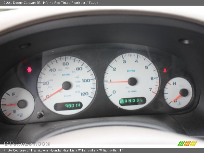Inferno Red Tinted Pearlcoat / Taupe 2001 Dodge Caravan SE