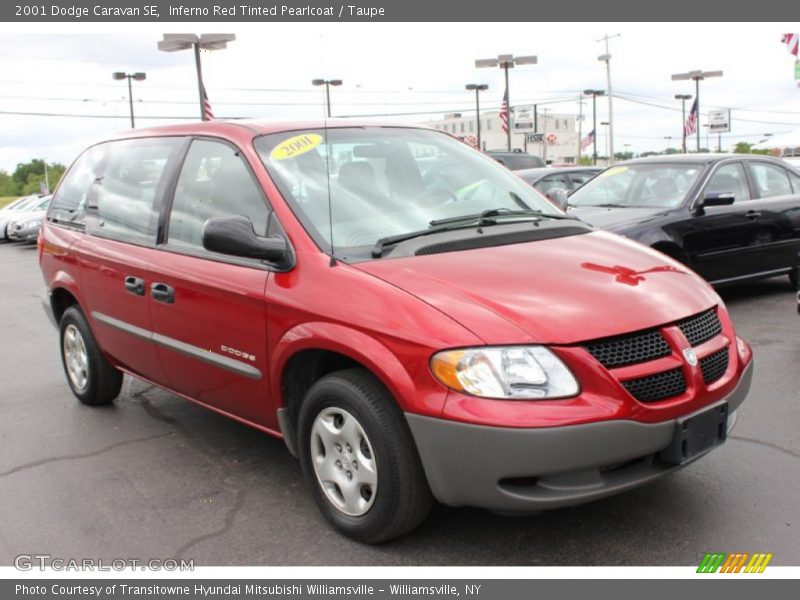 Inferno Red Tinted Pearlcoat / Taupe 2001 Dodge Caravan SE