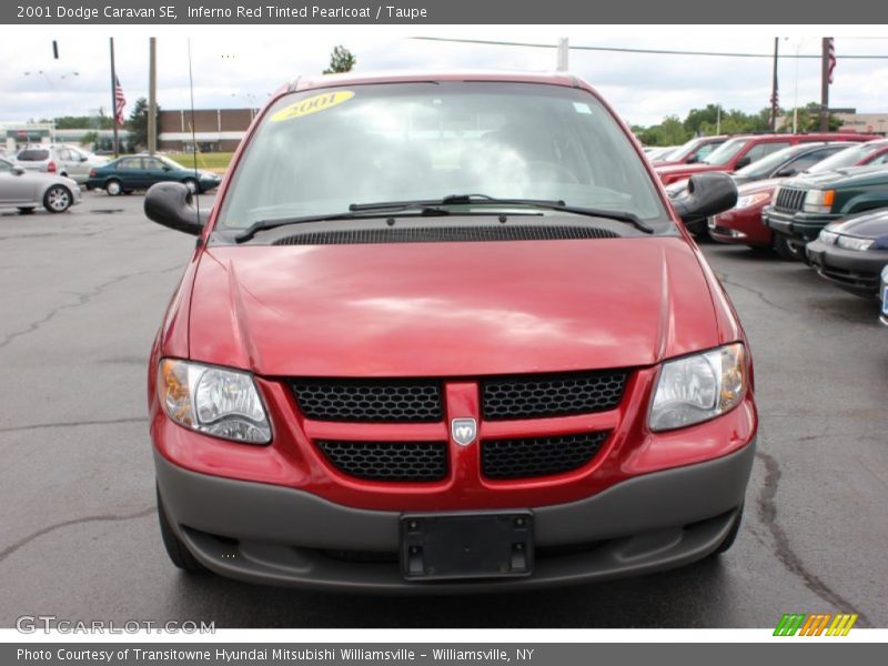 Inferno Red Tinted Pearlcoat / Taupe 2001 Dodge Caravan SE