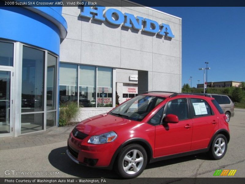 Vivid Red / Black 2008 Suzuki SX4 Crossover AWD