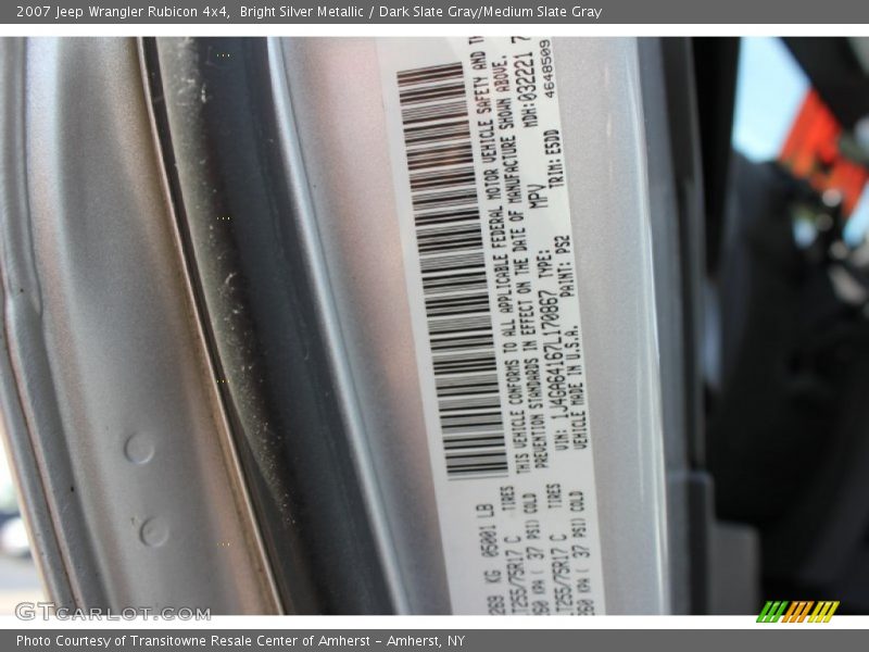 Bright Silver Metallic / Dark Slate Gray/Medium Slate Gray 2007 Jeep Wrangler Rubicon 4x4
