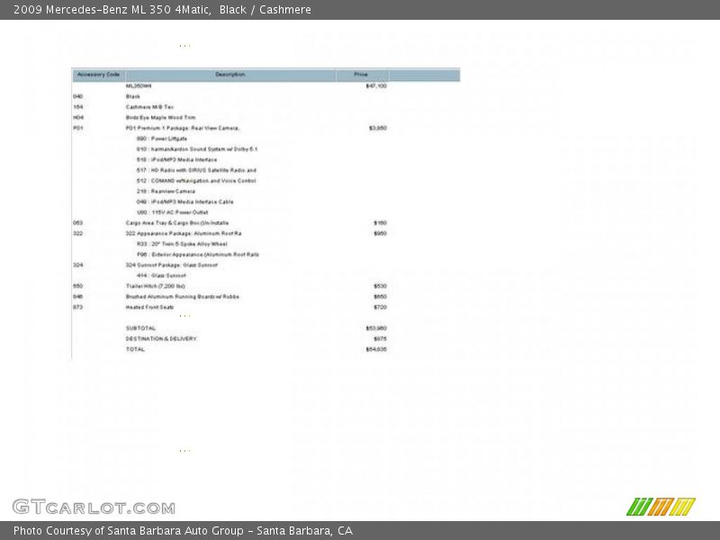 Black / Cashmere 2009 Mercedes-Benz ML 350 4Matic