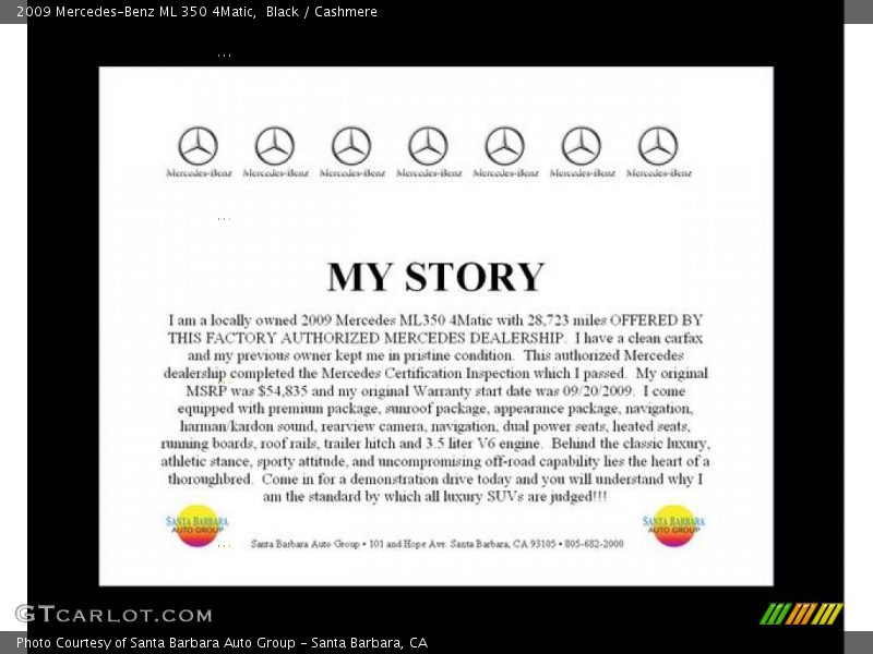 Black / Cashmere 2009 Mercedes-Benz ML 350 4Matic