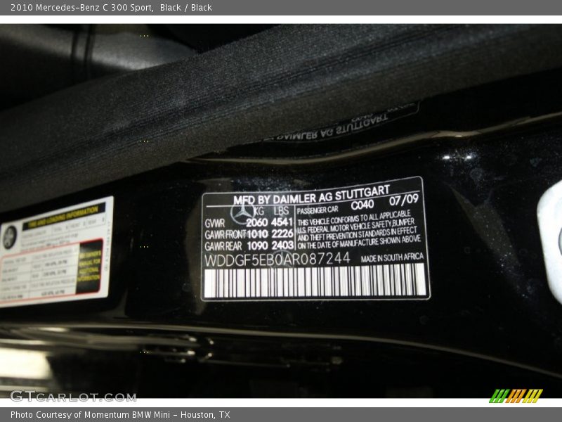 Black / Black 2010 Mercedes-Benz C 300 Sport