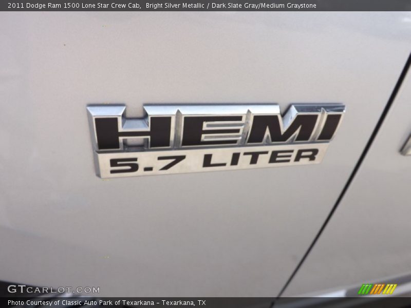 Bright Silver Metallic / Dark Slate Gray/Medium Graystone 2011 Dodge Ram 1500 Lone Star Crew Cab