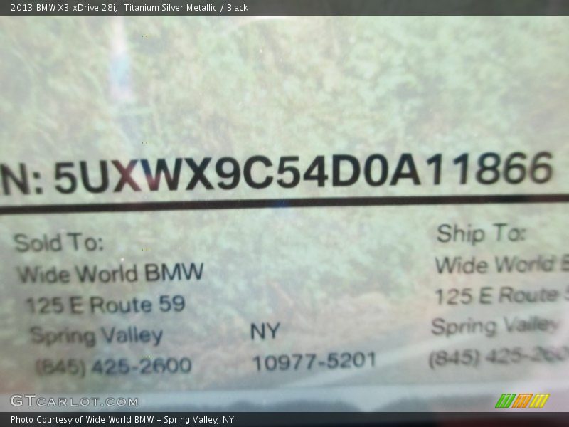 Titanium Silver Metallic / Black 2013 BMW X3 xDrive 28i