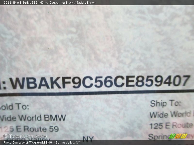 Jet Black / Saddle Brown 2012 BMW 3 Series 335i xDrive Coupe