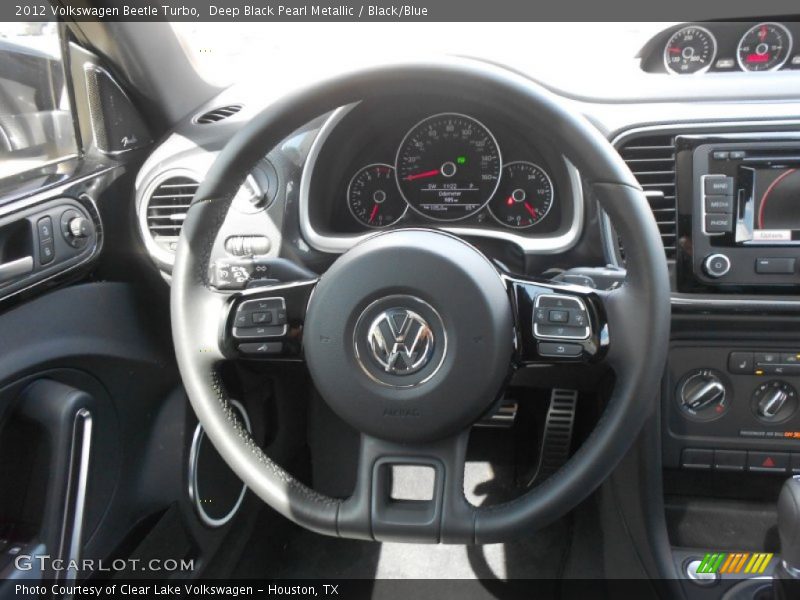 Deep Black Pearl Metallic / Black/Blue 2012 Volkswagen Beetle Turbo