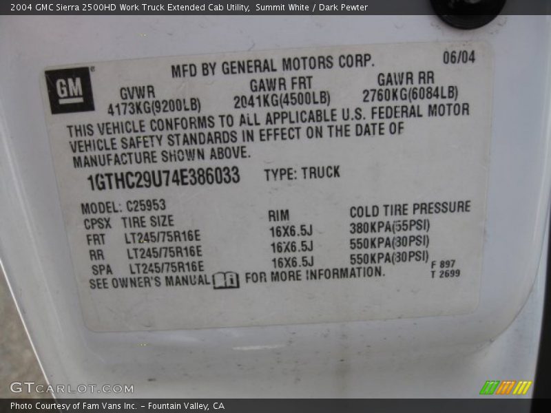 Summit White / Dark Pewter 2004 GMC Sierra 2500HD Work Truck Extended Cab Utility