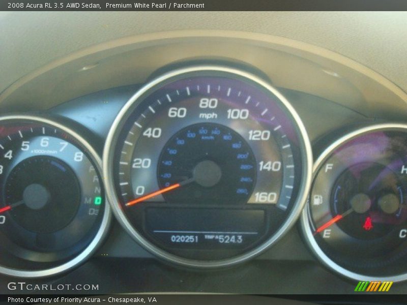  2008 RL 3.5 AWD Sedan 3.5 AWD Sedan Gauges
