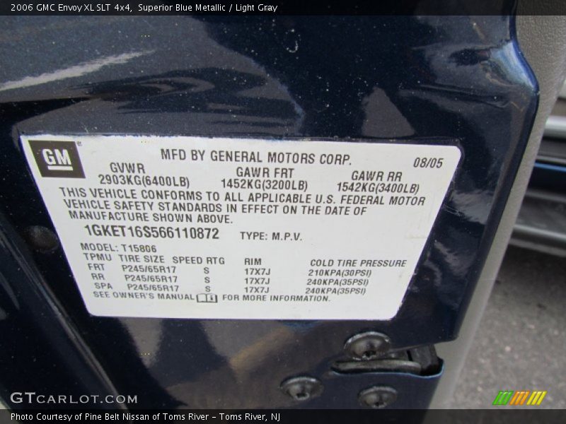 Superior Blue Metallic / Light Gray 2006 GMC Envoy XL SLT 4x4