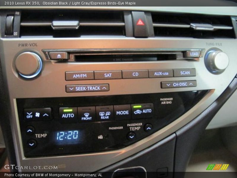 Obsidian Black / Light Gray/Espresso Birds-Eye Maple 2010 Lexus RX 350