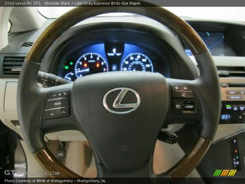 Obsidian Black / Light Gray/Espresso Birds-Eye Maple 2010 Lexus RX 350