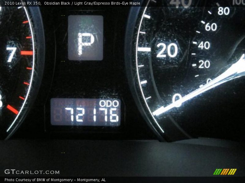 Obsidian Black / Light Gray/Espresso Birds-Eye Maple 2010 Lexus RX 350