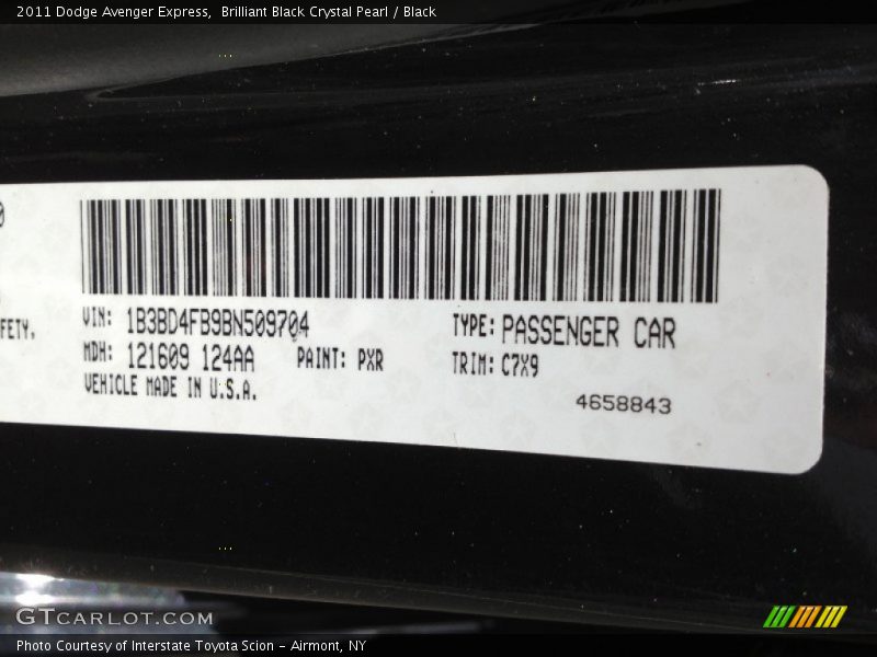 Brilliant Black Crystal Pearl / Black 2011 Dodge Avenger Express
