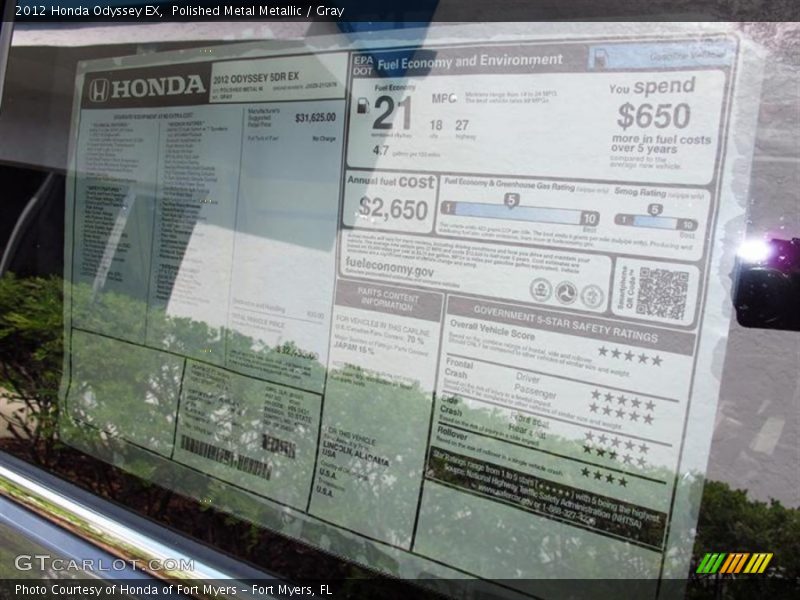 Polished Metal Metallic / Gray 2012 Honda Odyssey EX
